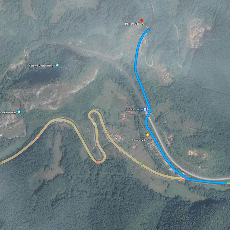 Harta - Cum se ajunge la Peștera Bolii